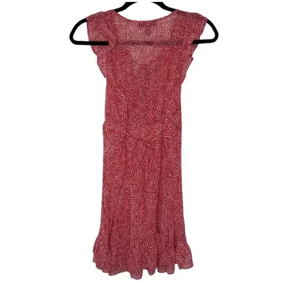 Betsey Johnson Intimates Sheer Babydoll Nightgown Pink Ruffles Tie Bow Pattern - Picture 2 of 6